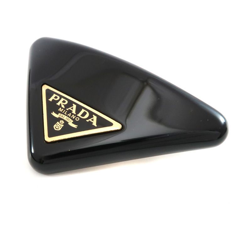 プラダ トライアングルロゴ プレックス ヘアクリップ ブラック