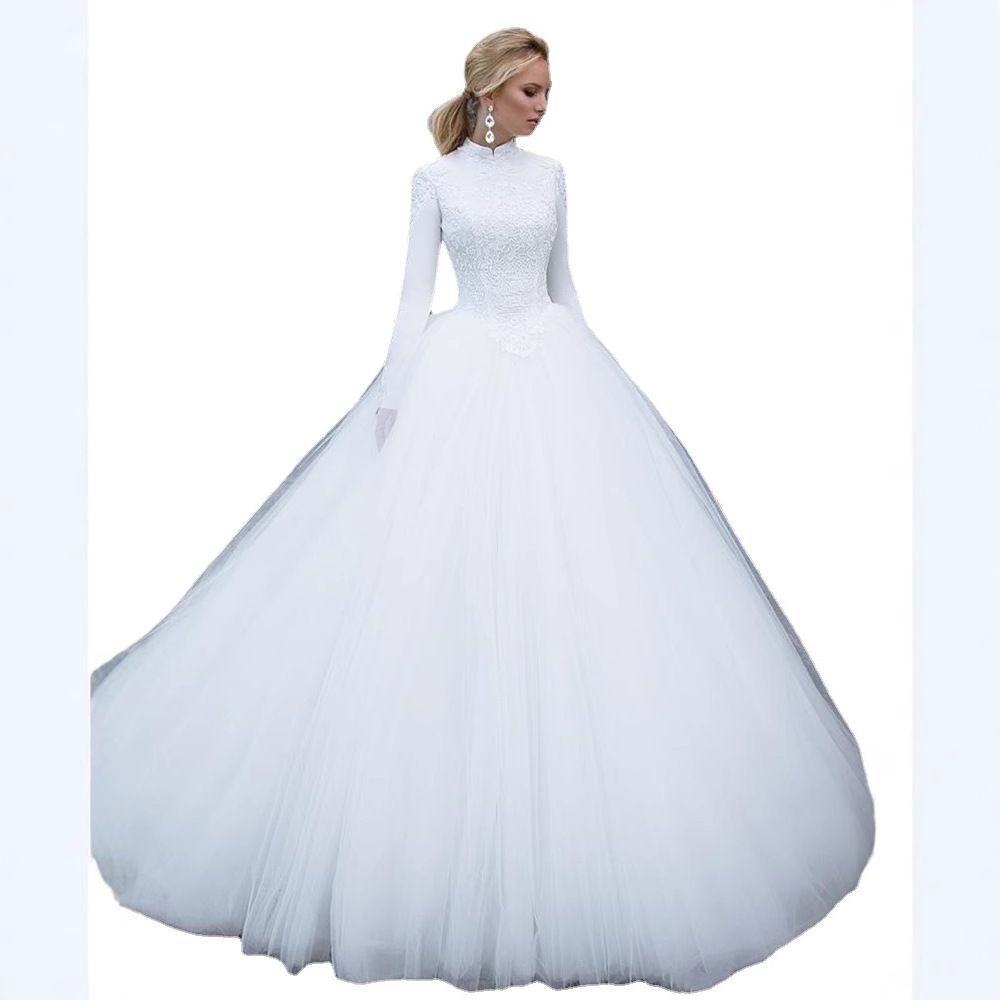  ウェディングドレス新婦2025 白色レースミドルウエストウェディングドレス ウェディングドレス ドレス ブライダル