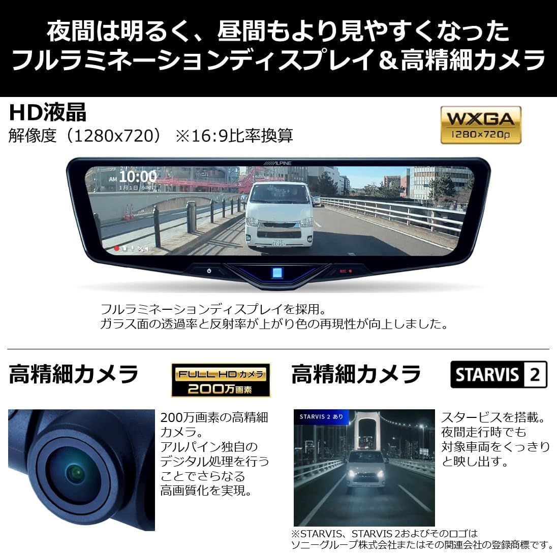 ドライブレコーダー搭載 10型デジタルミラー