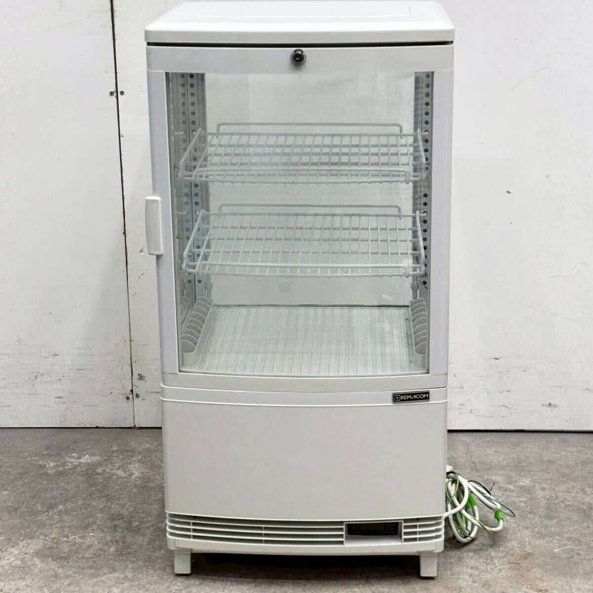 レマコム 卓上4面ガラス冷蔵ショーケース RCS-4G63SL 片面扉 63L W454×D408×H835mm 2017年製 業務用 厨房