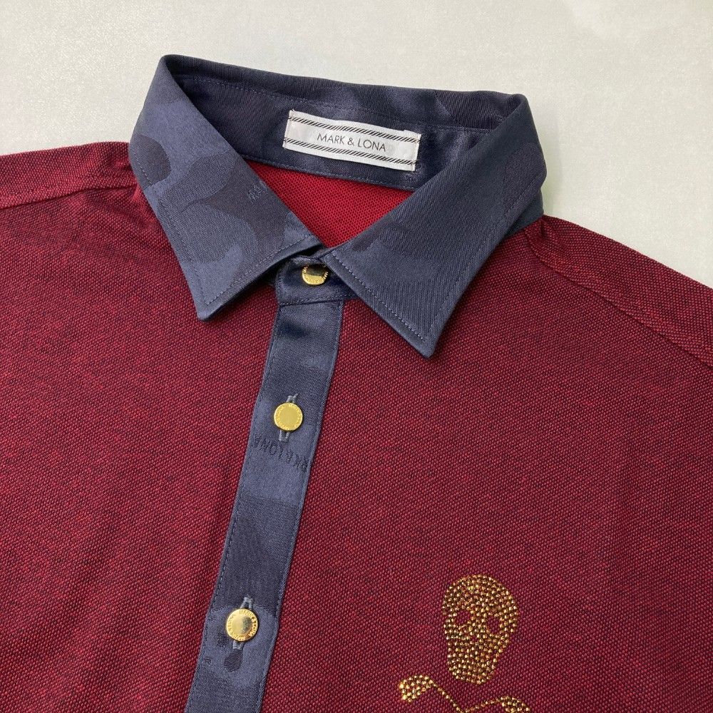 サイズ：M MARK&LONA マークアンドロナ 長袖ポロシャツ レッド系