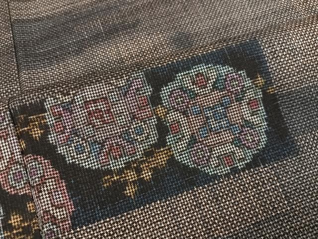 平和屋着物○本場大島紬 一元7マルキ 横段花文 正絹 逸品 AABC2563ph