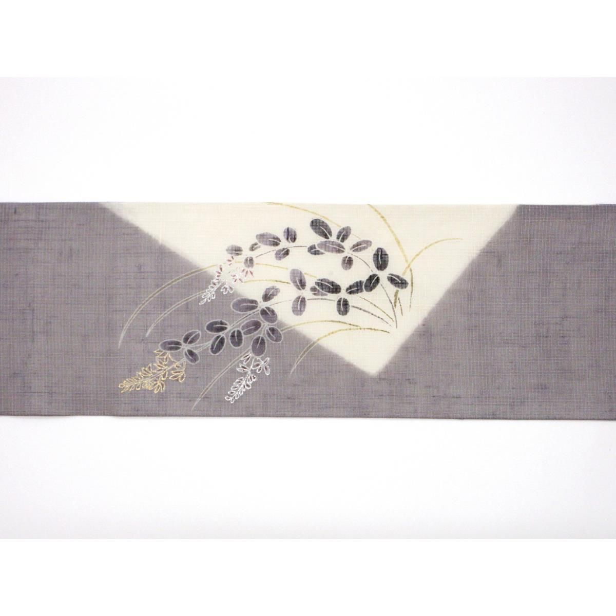 未使用品】夏袋帯 名古屋帯風仕立て 紗紬織 友禅金彩加工 - メルカリ 