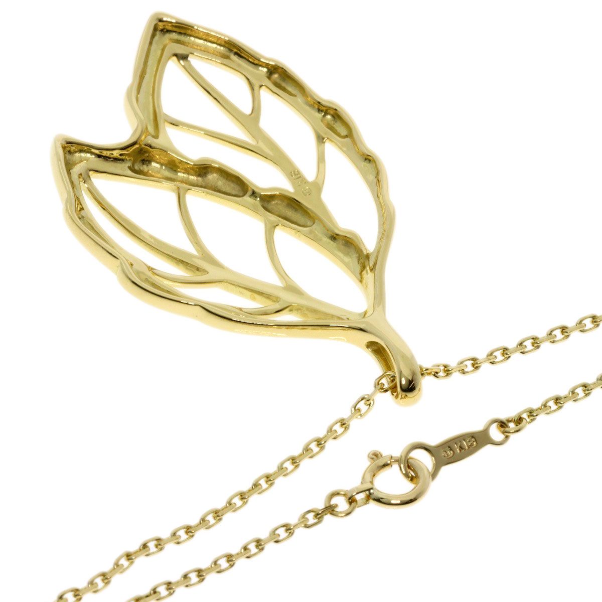 MIKIMOTO ミキモト リーフモチーフ ネックレス K18YG レディース
