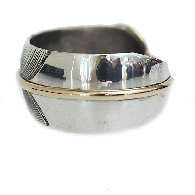 ナバホ族 NAVAJO CHRIS CHARLEY 12k GF Sterling Feather Cuff クリス