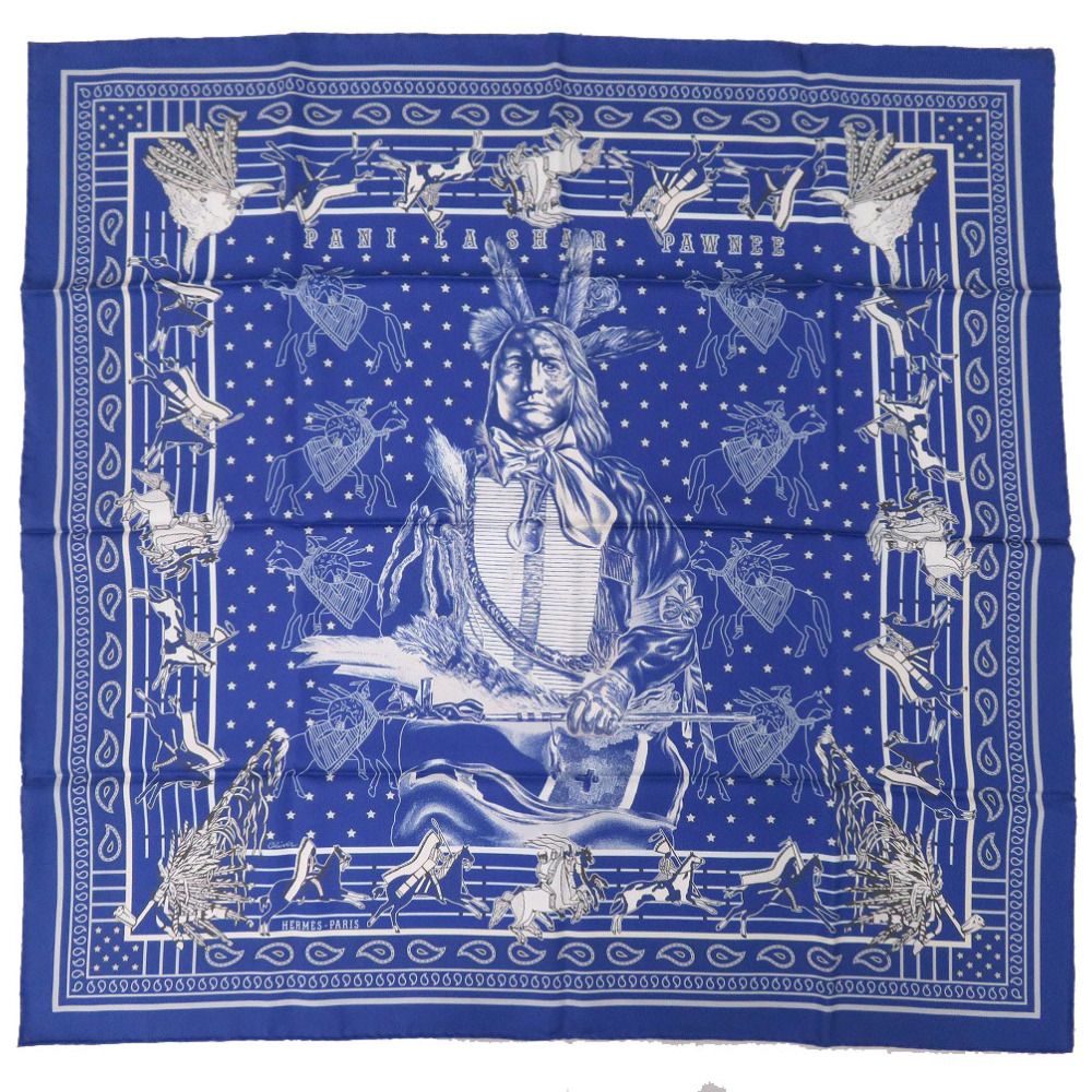 新品同様 エルメス カレ90 Pani la Shar Pawnee double face