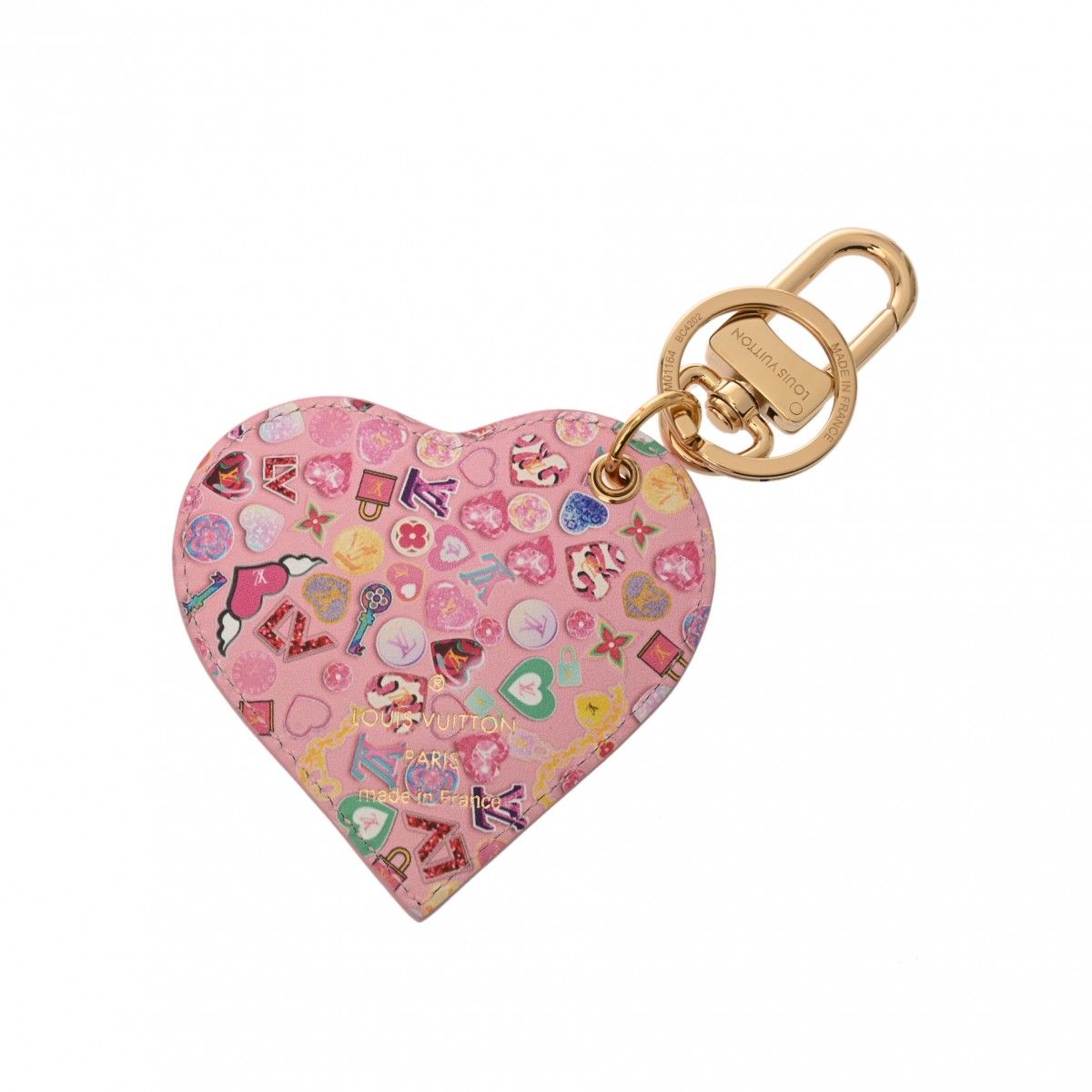 ルイヴィトン ポルトクレ ラブロックハート バレンタイン ピンク M01164 レディース ヴェルニ キーホルダー