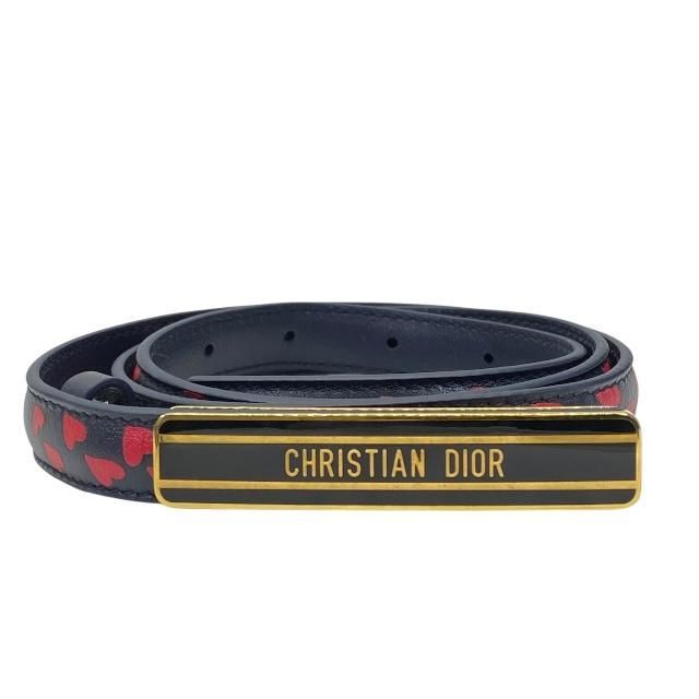 Christian Dior ディオール アイラブパリ ベルト アクセサリー 小物 ハート柄 ロゴ 総柄 レザー ブラック レッド サイズ 80