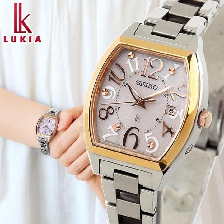 美品 SSVW048 ルキア 電波ソーラー セイコー 時計 トノー コンビ ルキア SSVW048 ソーラー電波時計 セイコー腕時計 レディース seiko