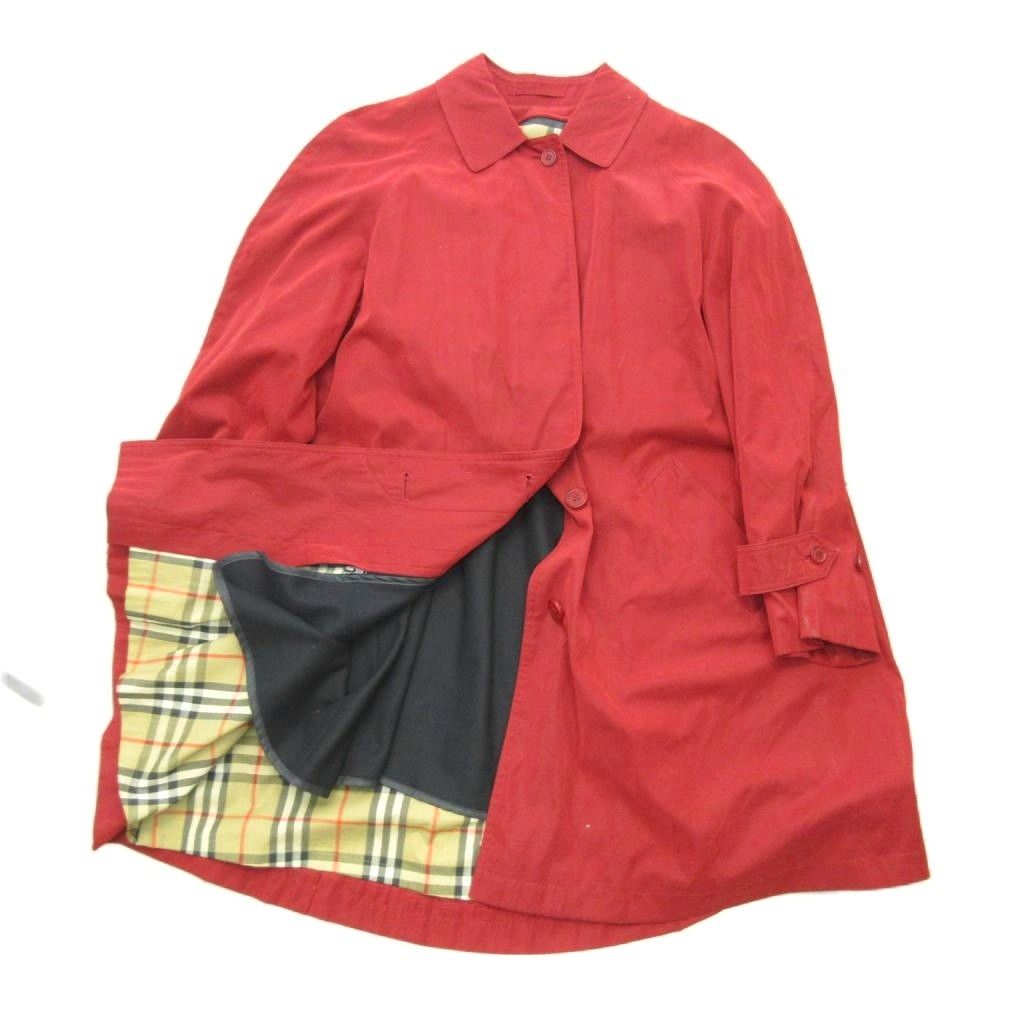 バーバリーズ Burberrys ヴィンテージ ステン コート 裏地 ノバチェック ウールライナー ロング丈 8 赤 レッド 1010