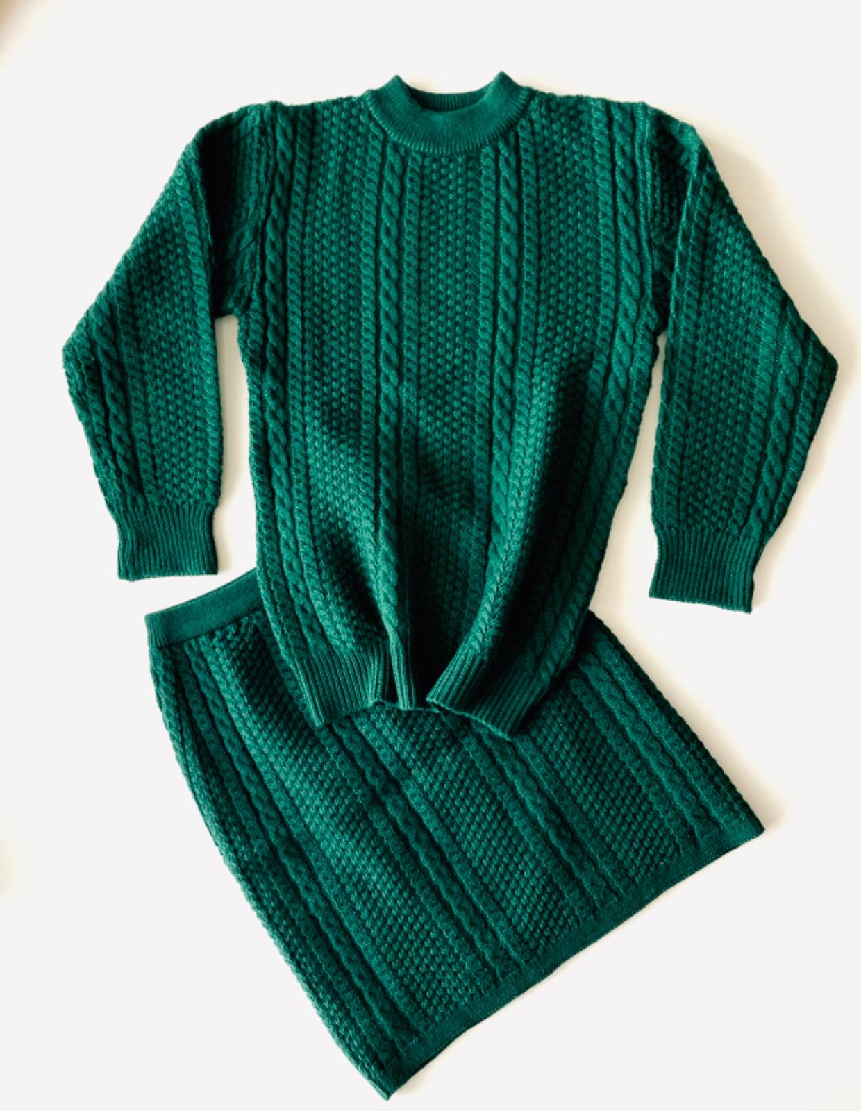 Avec Le Temps 綺麗な緑　フィッシャーマンニットセーター　上下　新品