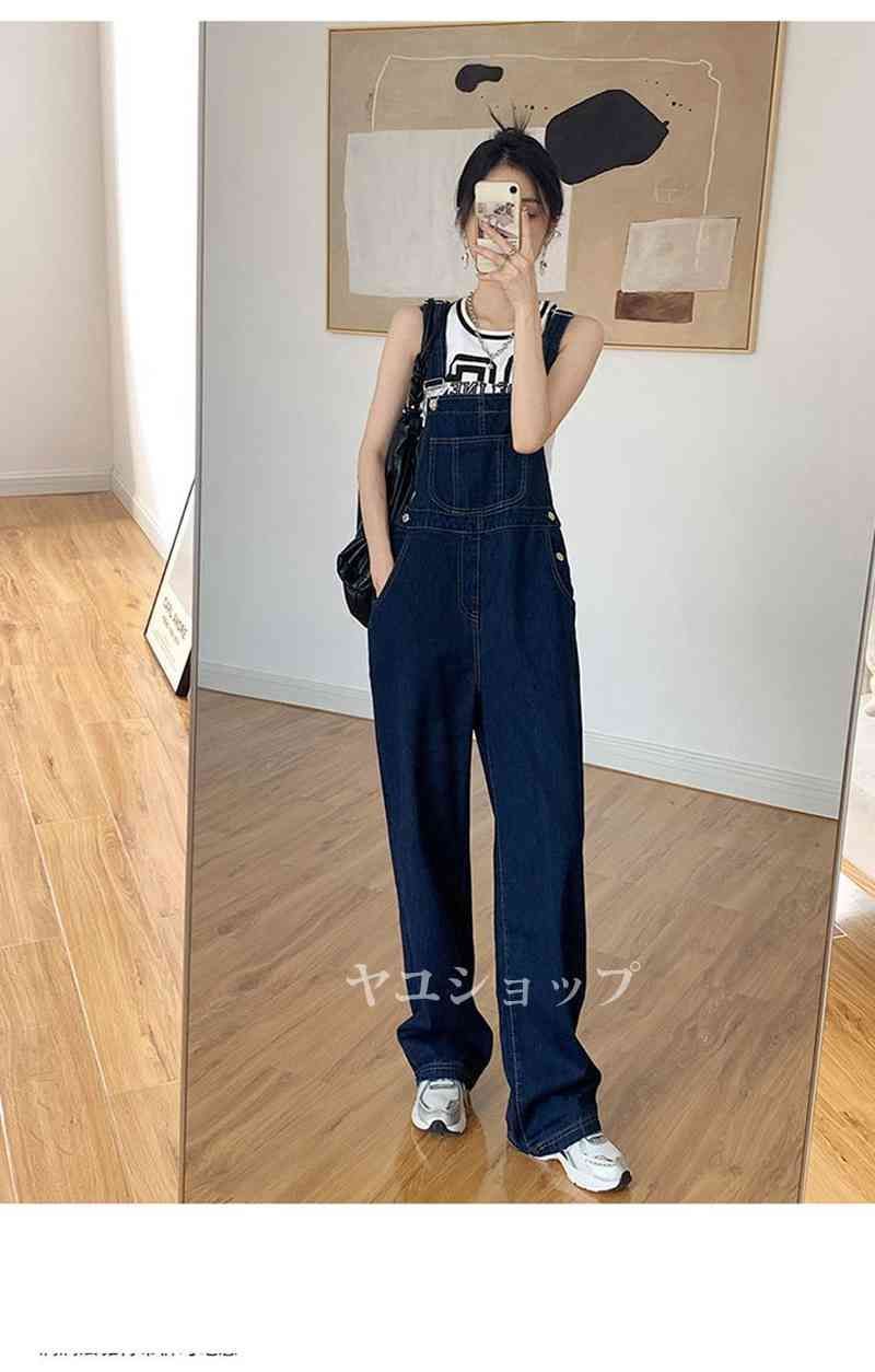 デニム サロペット ワイドパンツ 大人カジュアル オーバーオール and it_ サロペット デニム オーバーオール 綿 体型カバー
