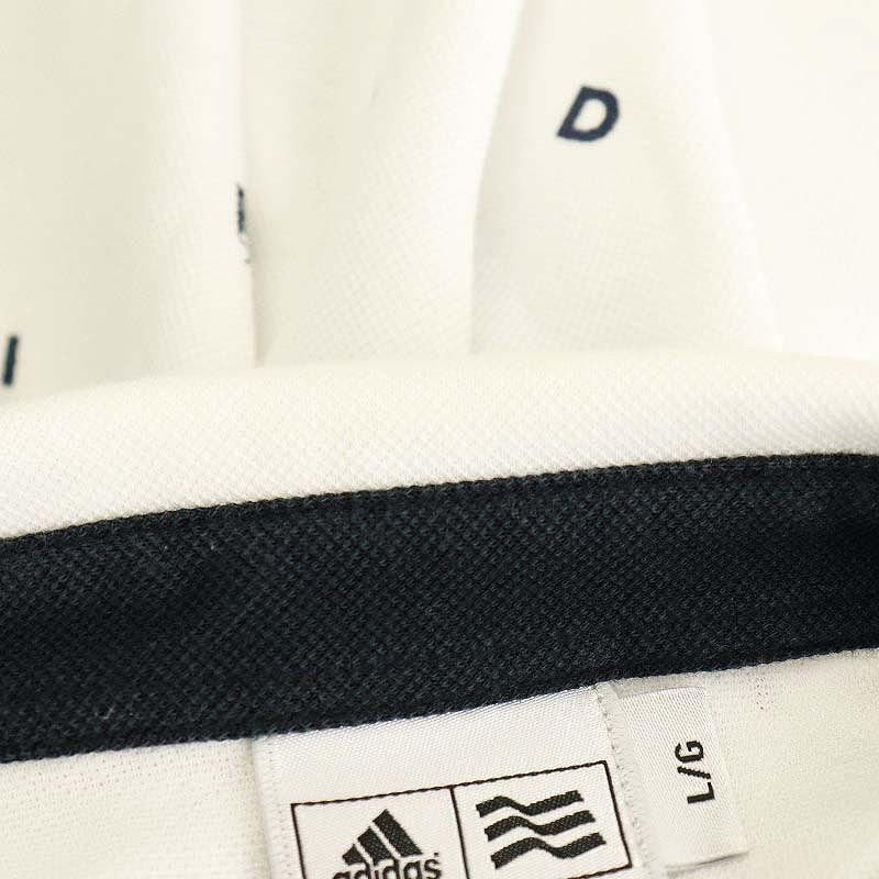 adidas adipure ゴルフウェア ホワイト×ネイビー アディダス adidas ポロシャツ ゴルフウェア 長袖 柄 L/G