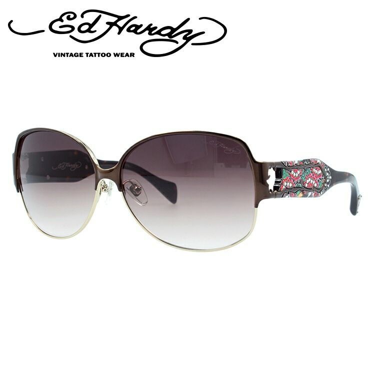 エドハーディー サングラス EdHardy TWO ROSE ブラウンゴールド|ブラウングラデーション UVカット