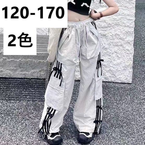 キッズダンス衣装 子ども服 春 秋 ヒップホップ カーゴパンツ 女の子 ポケット ダンス服 ダンス衣装 ズボン パンツ カーゴパンツ ロング レッスン着 ダンス練習着 ガールズ 蝶結び 体型カバー K-POP ゆったり KTGA027(2色120-170)