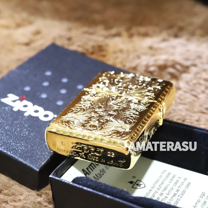 Armor ZIPPO 5面 アーマーアラベスク ゴールドコーティング 重厚な