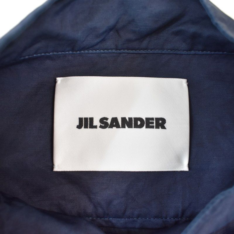 【中古】ジルサンダー JIL SANDER 20SS リゾートコレクション 絞り染め シャツ 長袖 スタンドカラー 38 紺 JSPQ603405 ジルサンダー JIL SANDER 20SS リゾートコレクション 絞り染め シャツ
