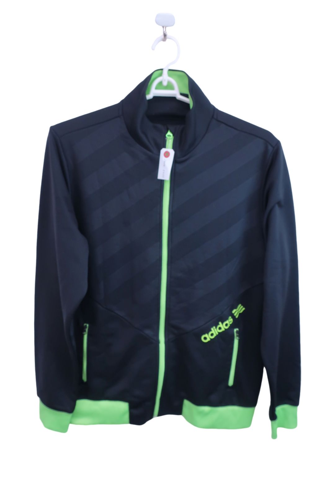 【美品】adidas(アディダス) フルジップトレーナー 黒黄緑 メンズ O ゴルフ用品 2404-0655 中古