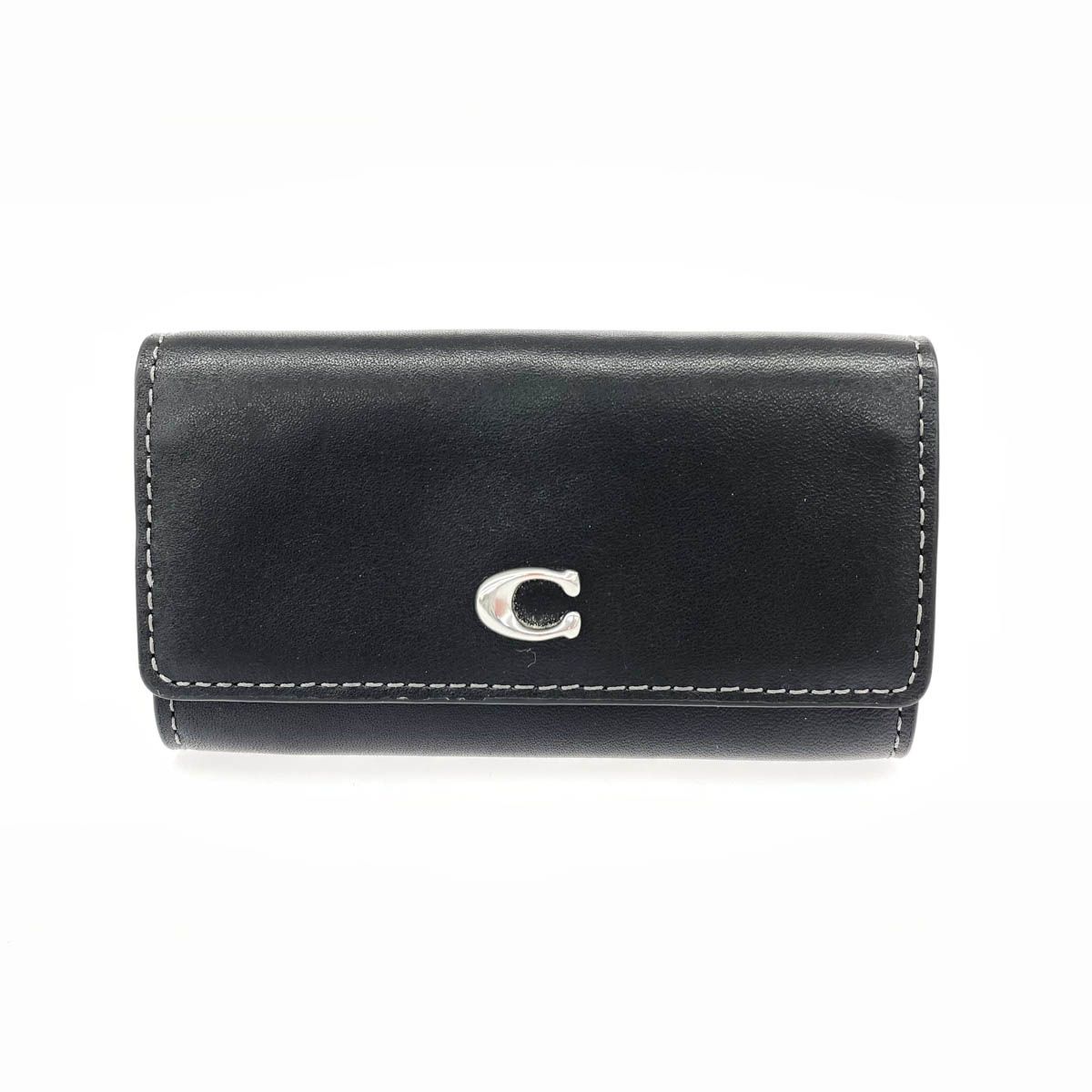 良好 COACH コーチ 6連 キーケース ブラック レザー レディース
