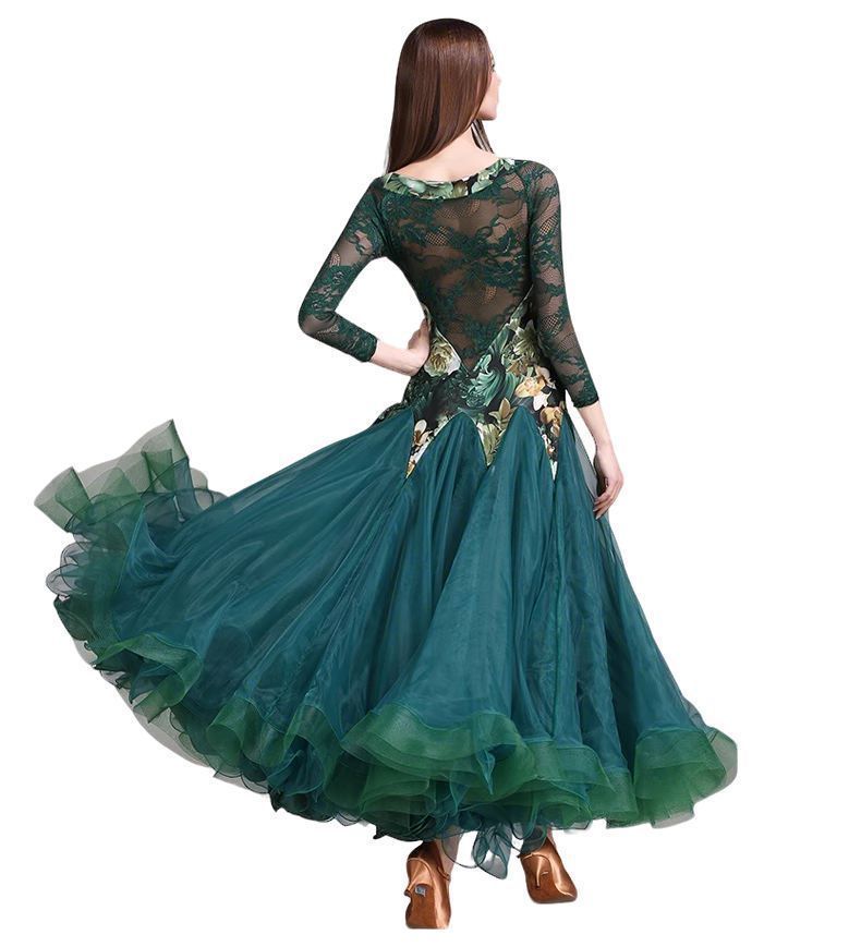 25年新作 社交ダンス ワンピース 女性用 フレアースカート モダンダンスウェア 大人レディース ふわっと広がるフルスカート クラシック再現 優雅なダンスドレス