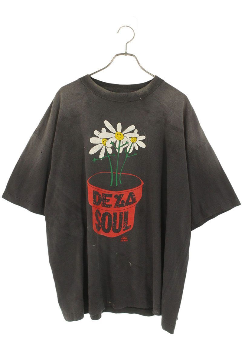 セントマイケル 25AW SM-HR1-0000-C18 DE LA SOULプリントヴィンテージ加工Tシャツ メンズ XXL