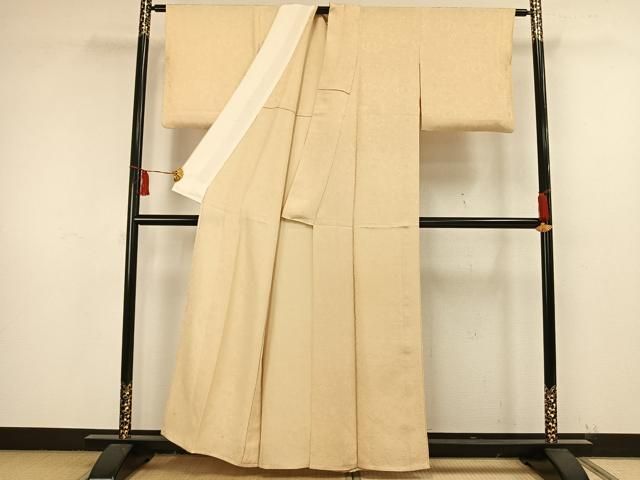 平和屋着物▽上質な色無地　単衣　草花地紋　砥粉色　正絹　逸品　AAAW1616fy 平和屋着物▽上質な色無地 単衣 草花地紋 砥粉色 正絹 逸品 AAAW1616fy