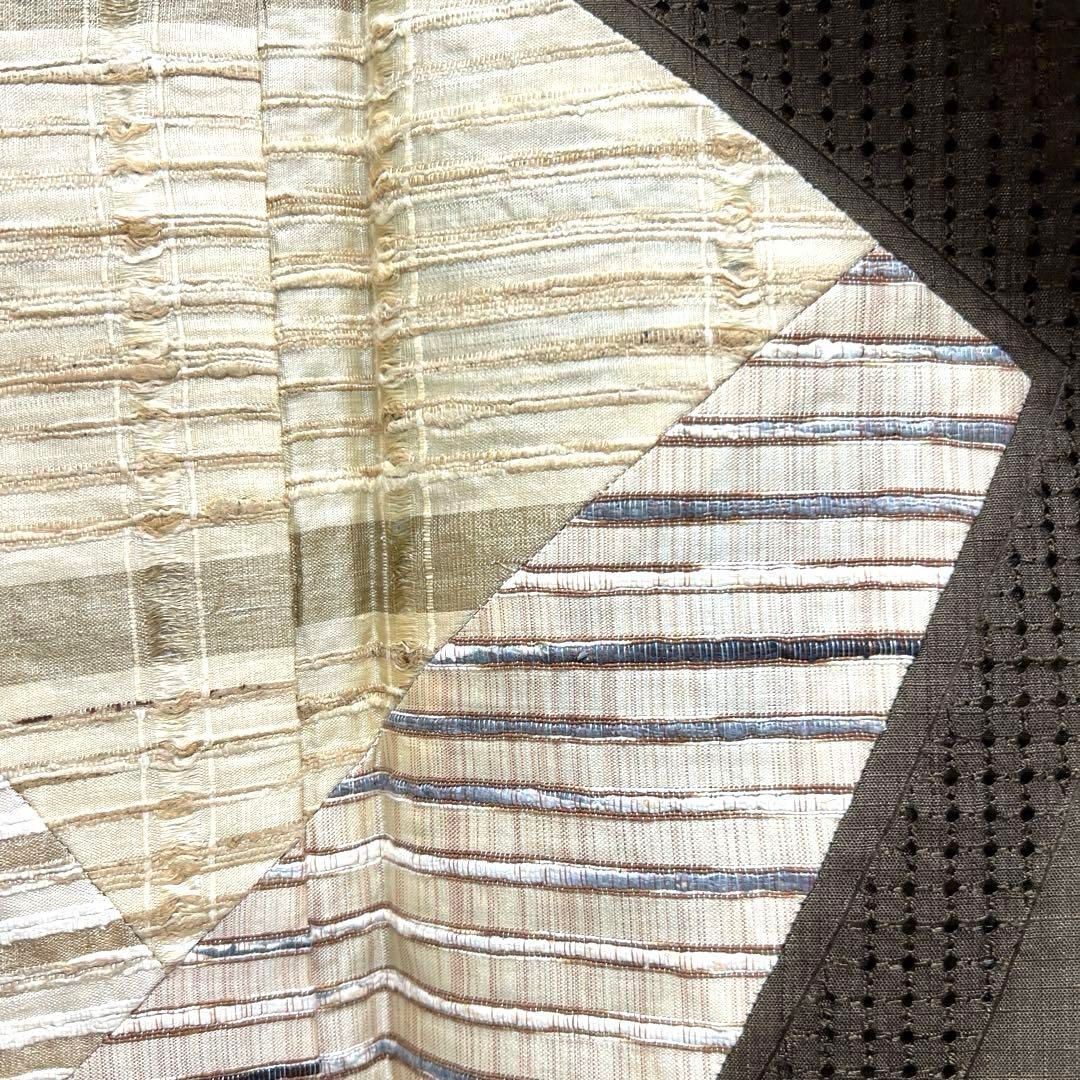 未着用 付け下げ 袋帯セット 紬 切り嵌 スワトウ刺繍 ムガ 着物 054a d