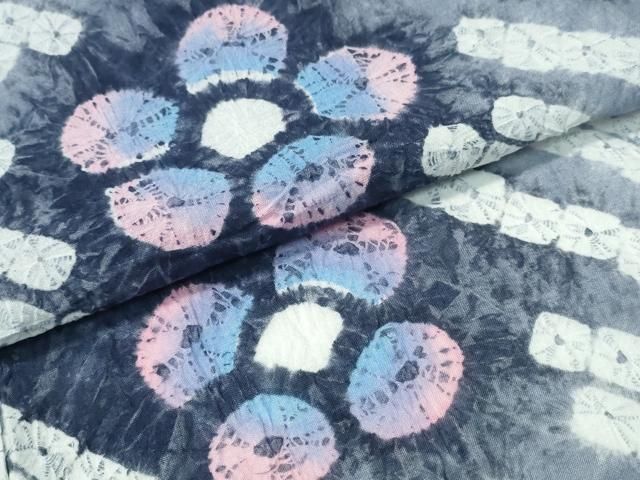 平和屋着物∴夏物 浴衣 有松鳴海絞り 斜線舞花文 綿 逸品 未使用