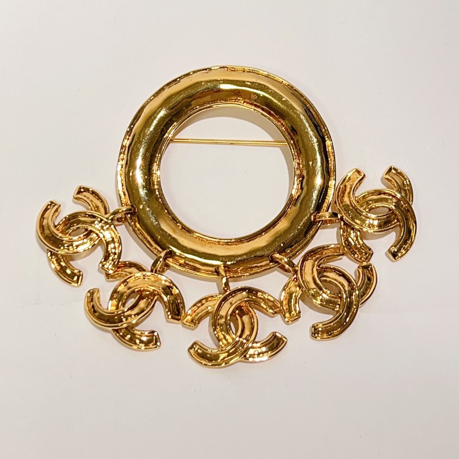 CHANEL シャネル 5連 ココマーク フープ ブローチ ゴールド ヴィンテージ GP aua121390r50202