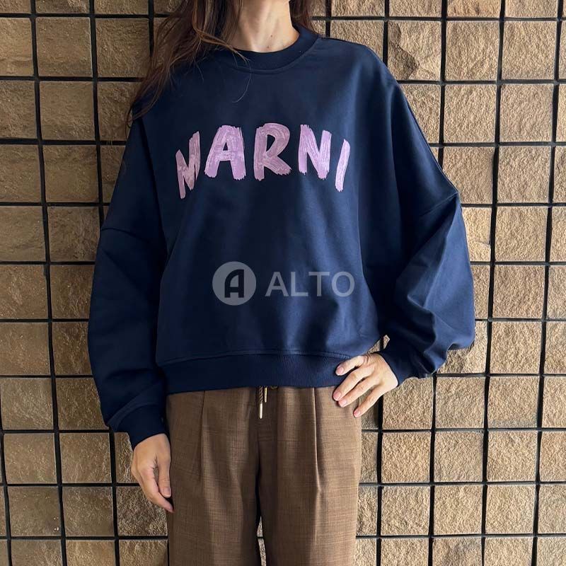 MARNI マルニ ロゴ入り スウェット ドロップショルダー オーバーサイズ 