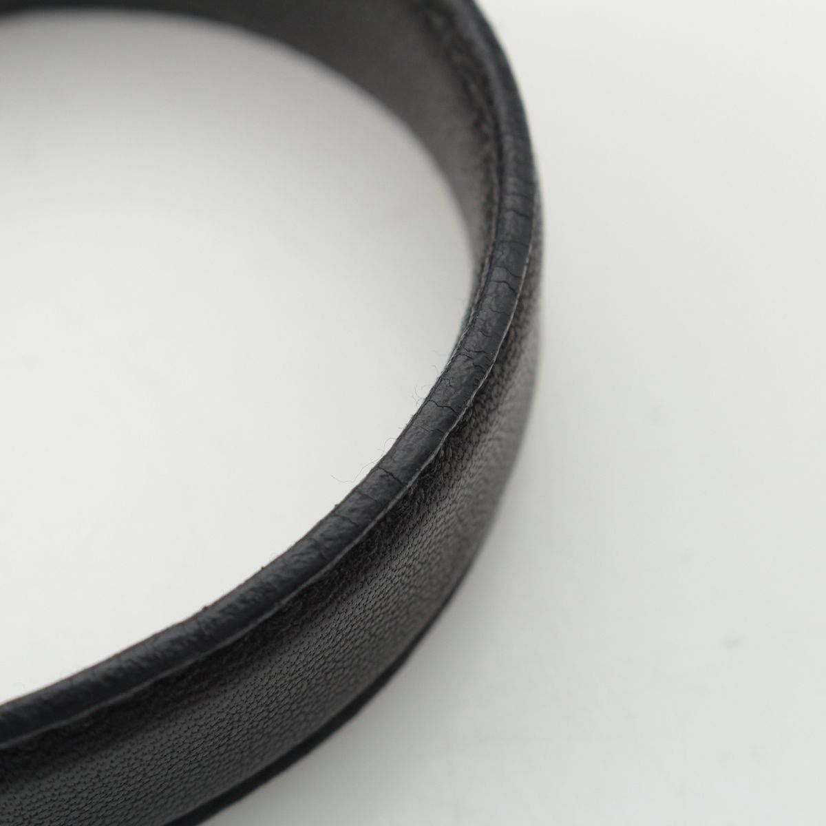 ミュウミュウ レザー ベルト ブラック シルバー金具 32/80【中古  