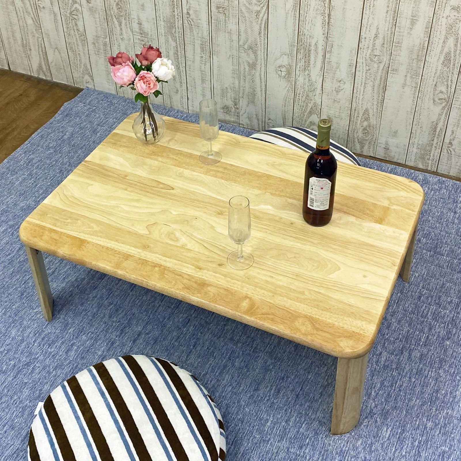 在庫セール】つくえ 机 折り畳み 座卓 折れ脚 ちゃぶ台 角丸 丈夫 木