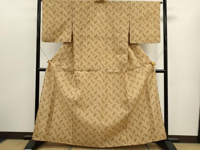 平和屋着物□極上 夏物 絹芭蕉 小紋 吉祥間道 黒地 逸品 DZAA7635kh5