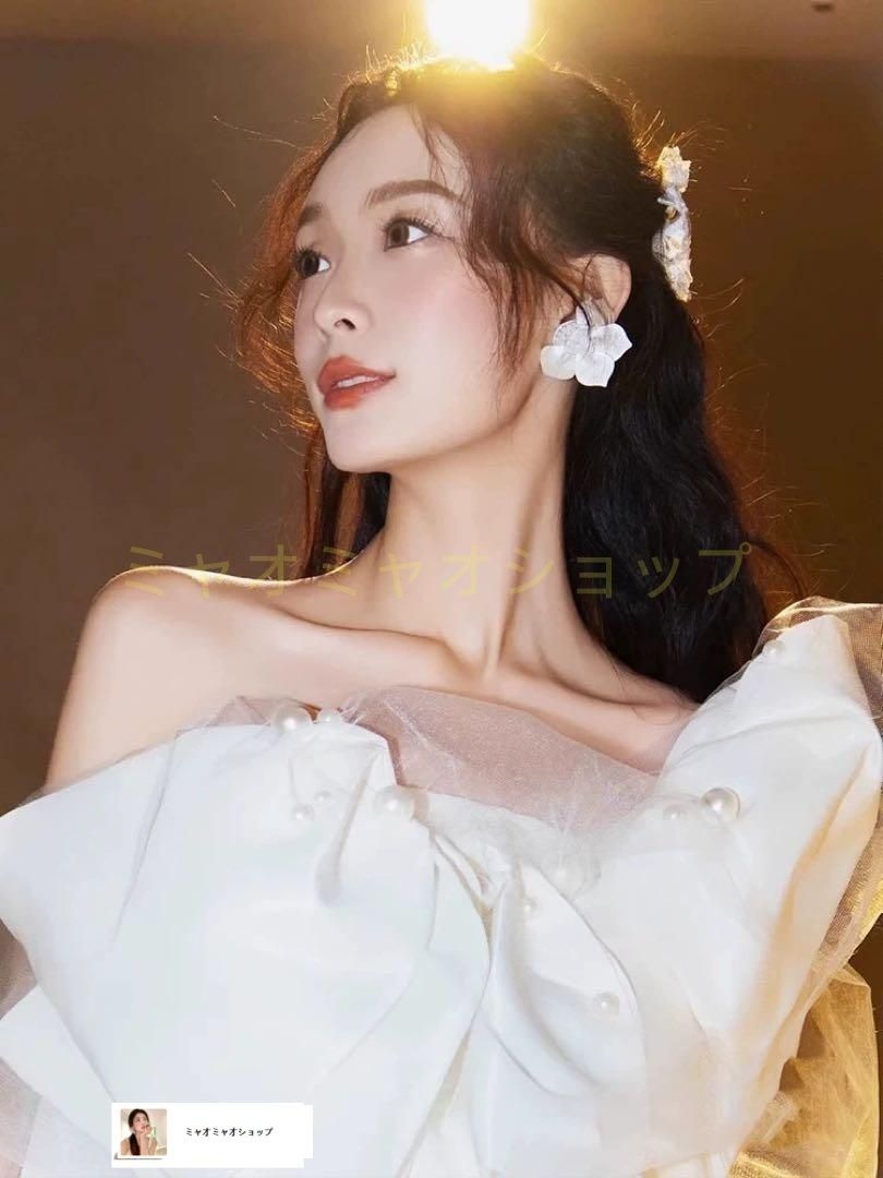 大きなリボン付ウェディングドレス?パールが可愛い結婚式用マタニティOK