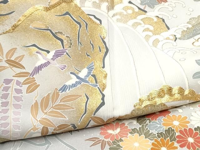 平和屋着物○豪華振袖 駒刺繍 枝花文 金糸 正絹 逸品 DAAT1067tw 平和