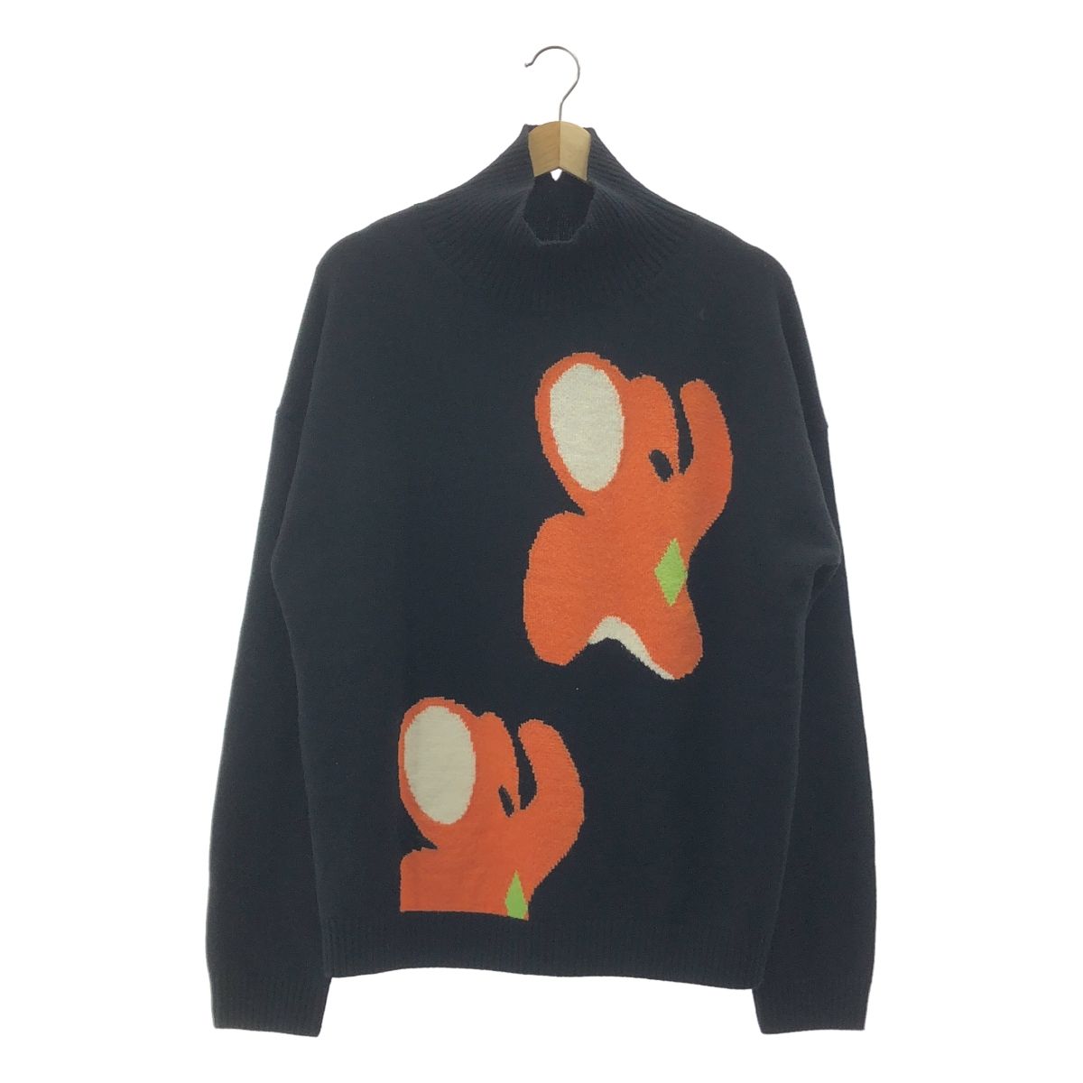 JW Anderson / ジェイダブルアンダーソン | ウール エレファント インターシャ ハイネックニット | S | ブラック | メンズ JW Anderson / ジェイダブルアンダーソン | ウール エレファント