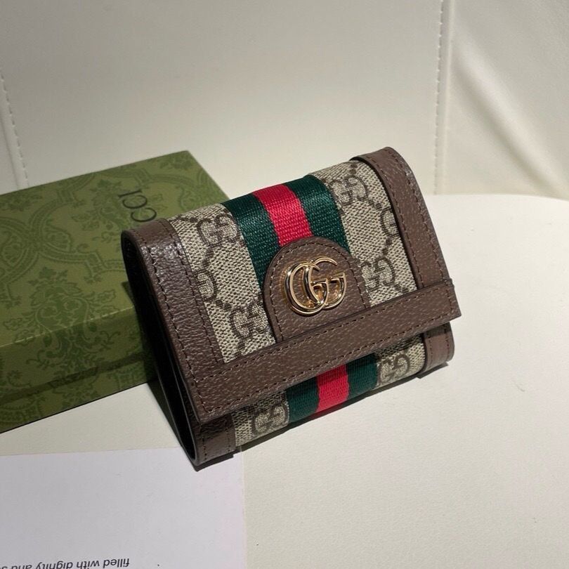 GUCCI グッチ 財布 3つ折り財布 キャンバスレザー コンパクト財布**