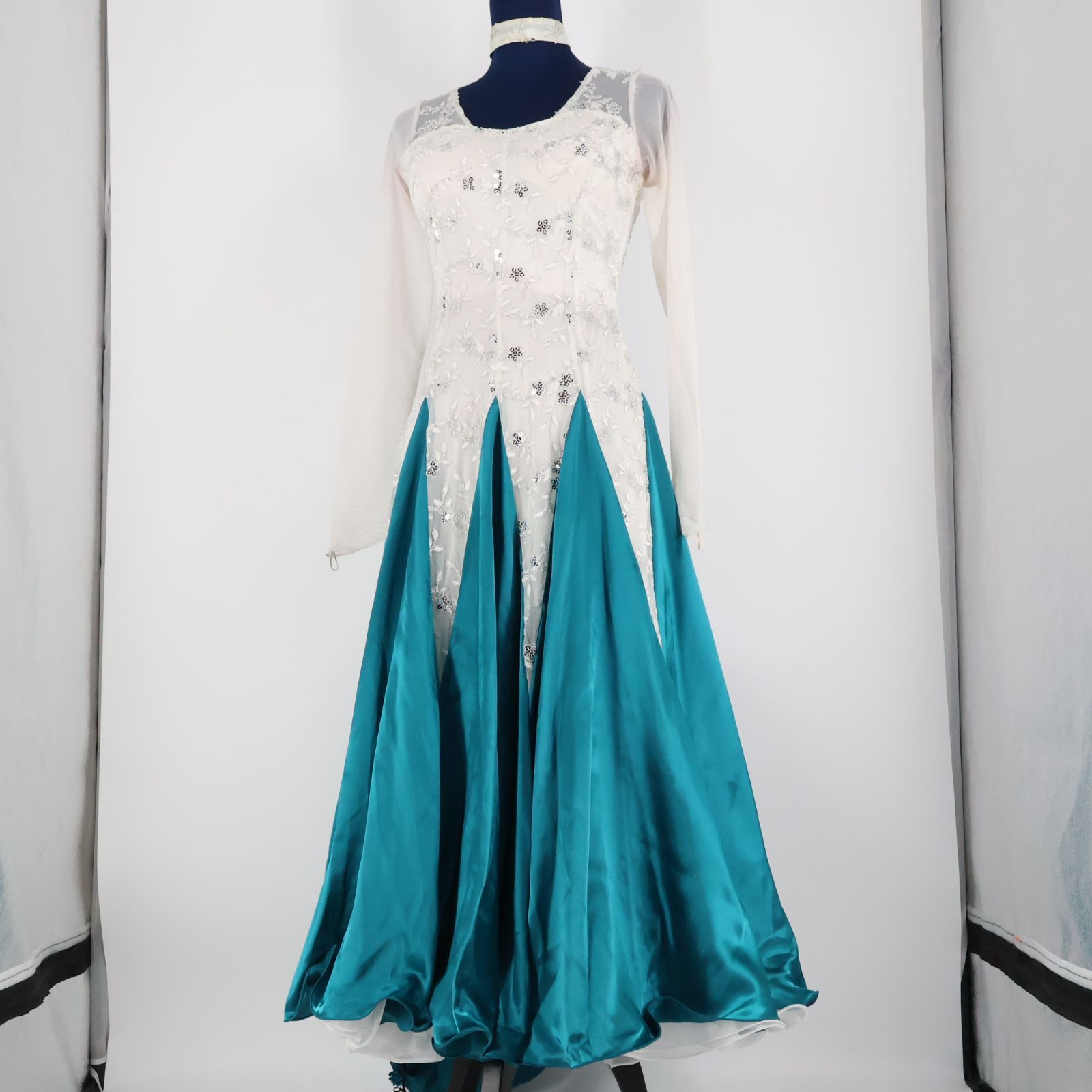 【美品 社交ダンス衣装】ワンピースドレス prima boutique 水色 社交ダンス衣装】ブルー prima boutique ワンピース ドレス 水色