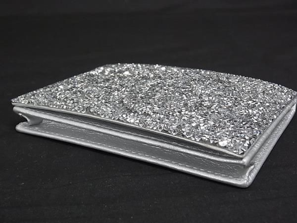 □極美品□ SWAROVSKI スワロフスキー レザー ラインストーン カード