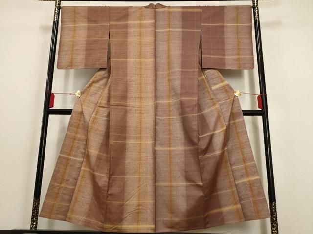 平和屋着物▽上質な小紋 単衣 更紗切嵌草花文 正絹 逸品