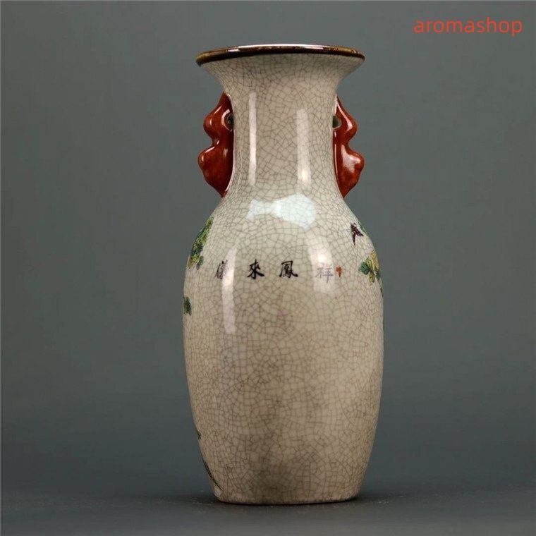 高品質 官窯焼き 粉彩描金 花鳥柄 花瓶 磁器 景徳鎮 置物 中国