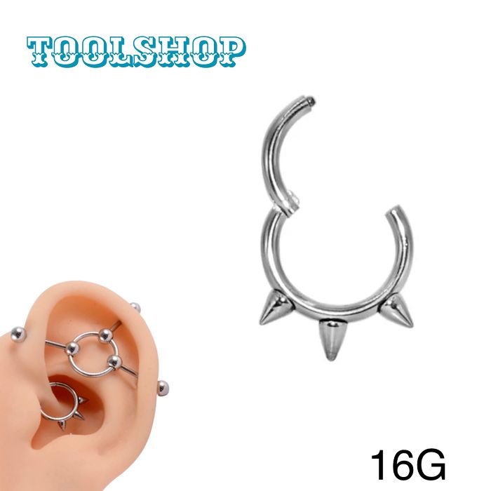 135：セグメントリング 【トゲトゲ】 ボディピアス 簡単 つけやすい