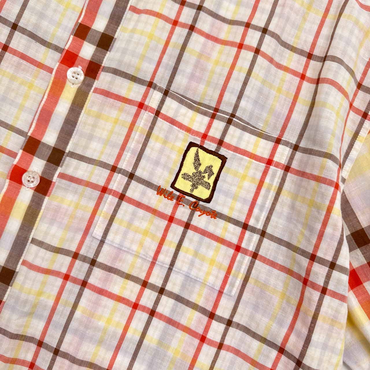 GREENCLUBS グリーンクラブ ワイリーコヨーテ刺繍 リネン混 チェック柄 