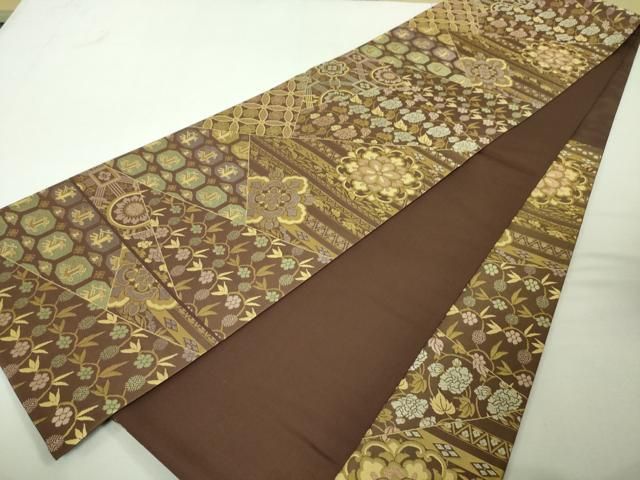 平和屋本店■極上　西陣織　陰山織物謹製　箔屋清兵衛　六通柄袋帯　名物裂　切嵌文　本金箔　逸品　未使用　DZAA4598kh5 平和屋本店□極上 西陣織 陰山織物謹製 箔屋清兵衛 六通柄袋帯 名物裂