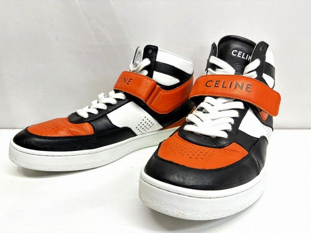 s24t-0635y【中古】CELINE セリーヌ CT-03 CT03 ハイカットスニーカー スニーカー ベルクロストラップ ブラック オレンジ  42 RM-0521 - メルカリ