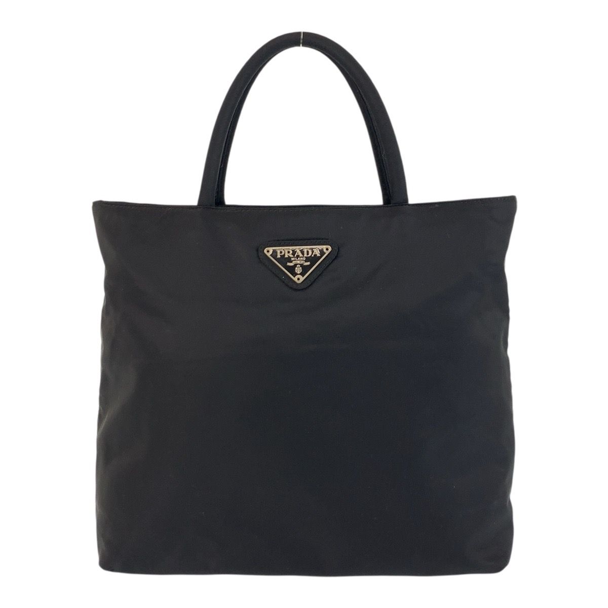美品 PRADA プラダ テスート 三角ロゴプレート ブラック 黒 シルバー 