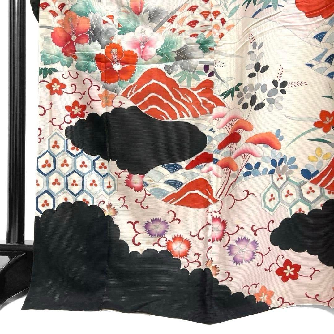 振袖 絽 アンティーク 銀彩 芙蓉 萩 松竹梅 成人式 着物 045a p 【公式