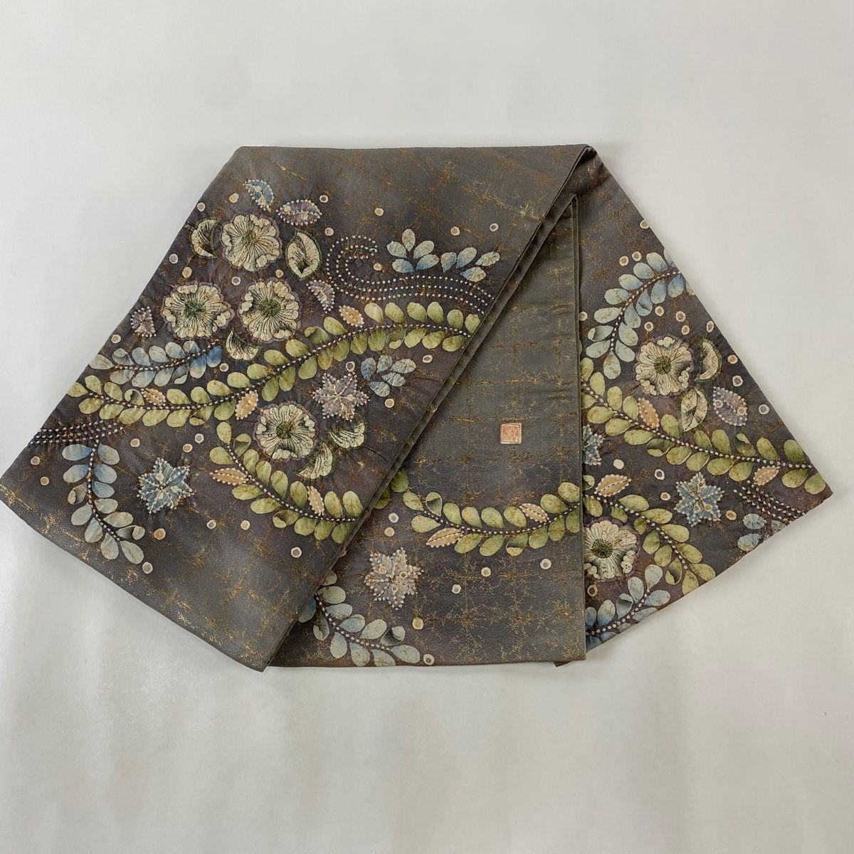 辻が花お太鼓柄帯 袋帯 秀品 辻が花柄 金彩 薄茶色 お太鼓柄 正絹 【中古】 - メルカリ