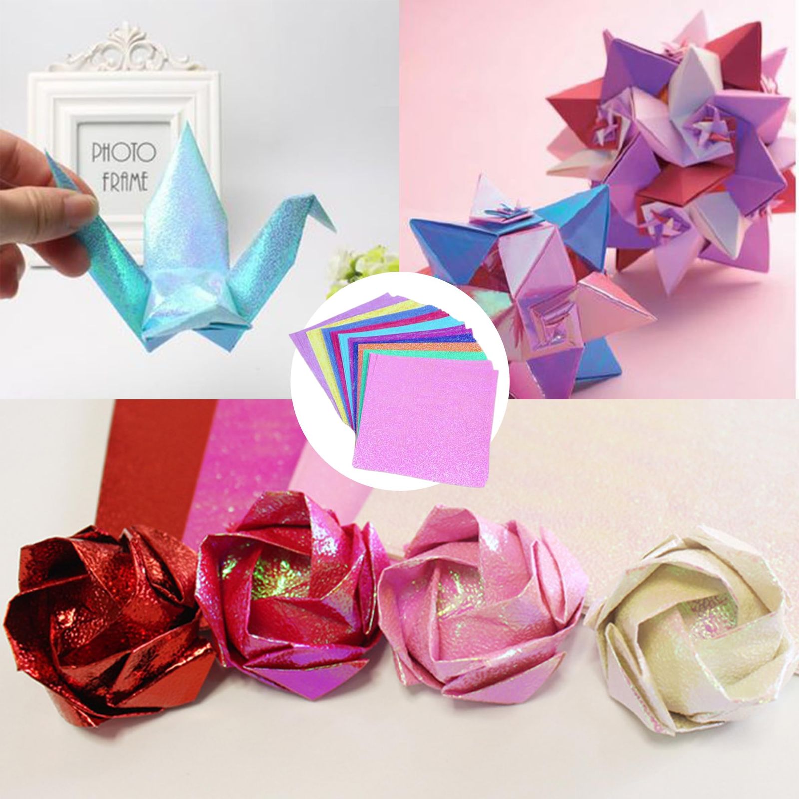 新品 DEVENTORZ 折り紙 キラキラ 50枚 15*15cm 角 光沢紙