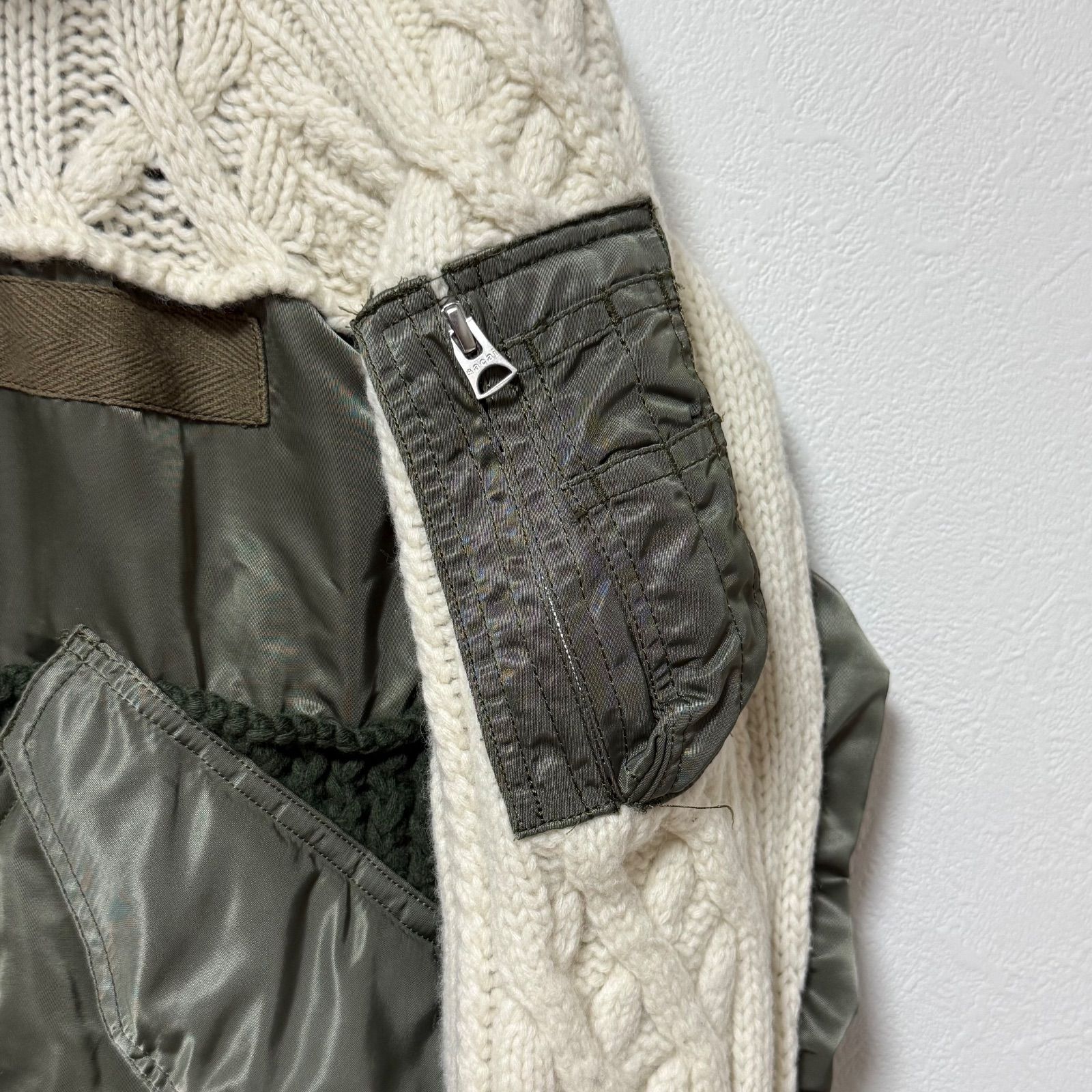 sacai サカイ ケーブルニット ドッキング MA-1ジャケット - メルカリ